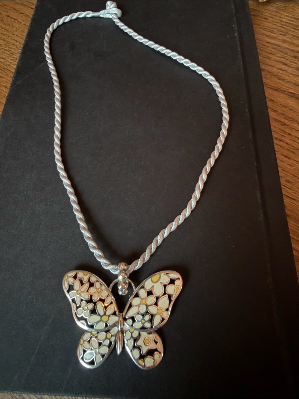 Brighton "Upsy Daisy" Silver Butterfly Pendant Necklace w/ Custom Cord - Picture 2 of 7